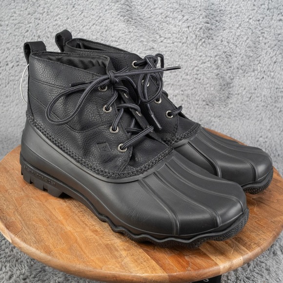 [STS22945] Mens Size 10.5 Sperry Brewster Low Rain Boot Black